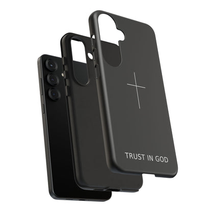 Trust in God Phone Case Minimal Cross Christian Black Tough Cover