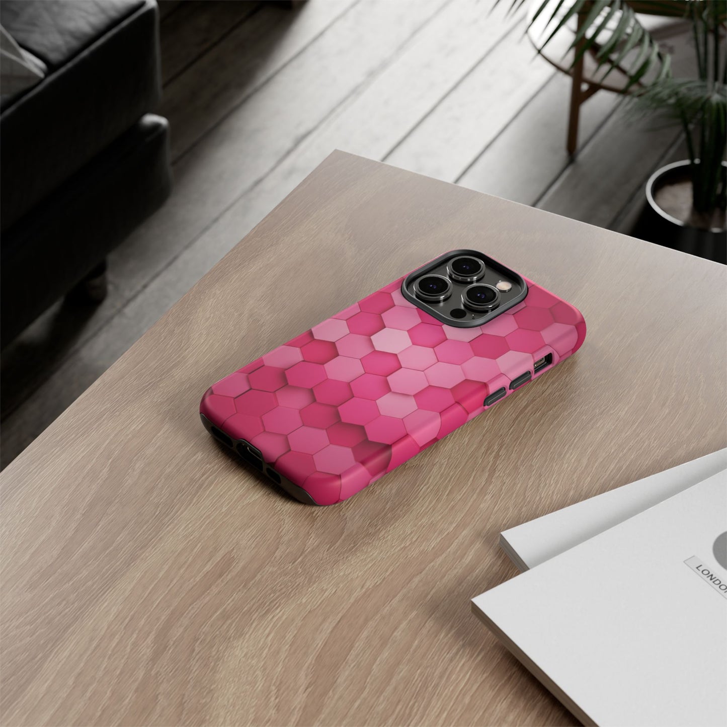 Hot Pink Hexagon Phone Case | Honeycomb Geometric Aesthetic | Cute Pink iPhone & Samsung Tough Protective Case