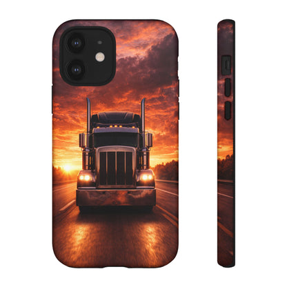 Big Rig Truck Phone Case Sunset Highway Semi Truck iPhone Samsung Cover
