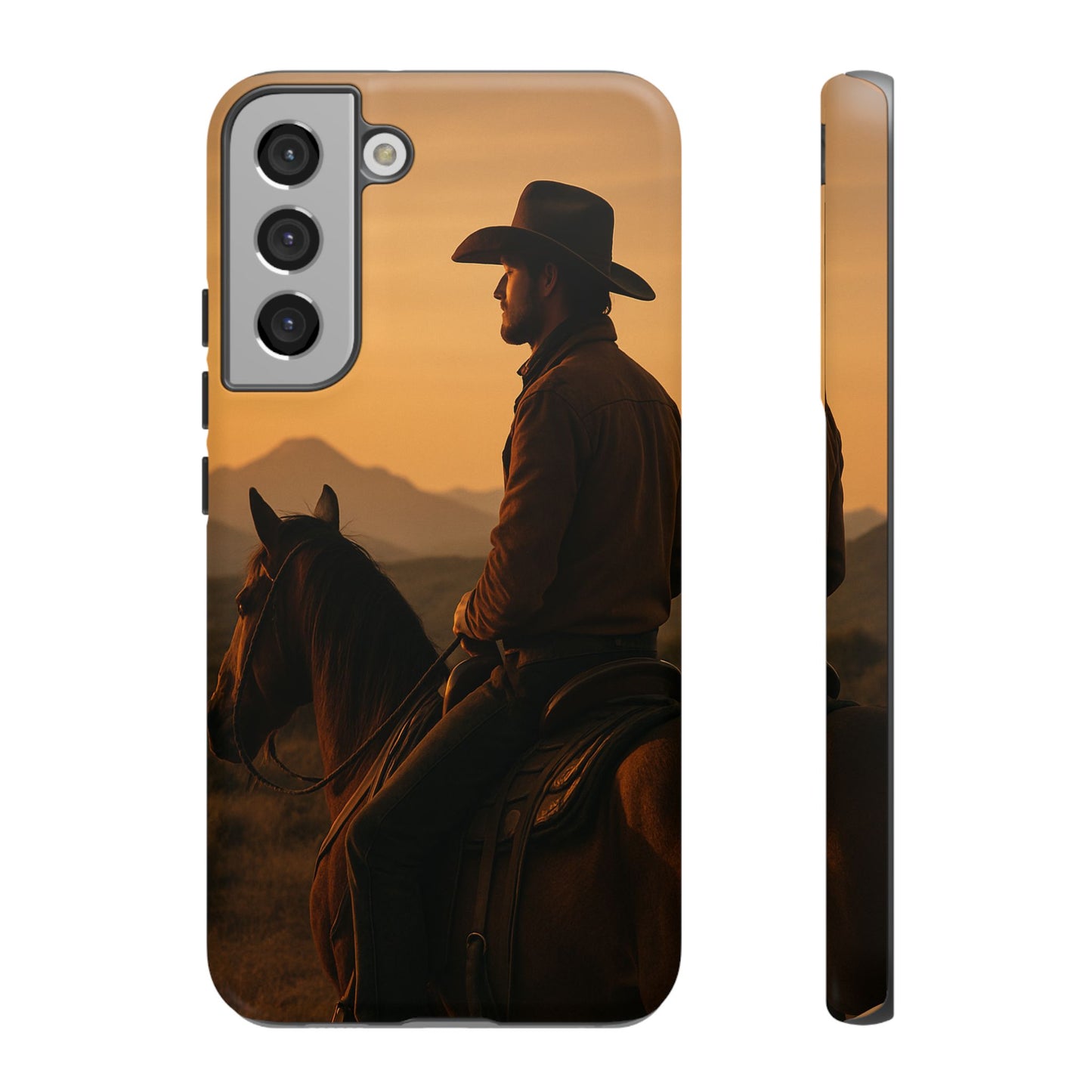 Western Cowboy Sunset Phone Case | Horse Rider Desert Aesthetic Tough Protective Case