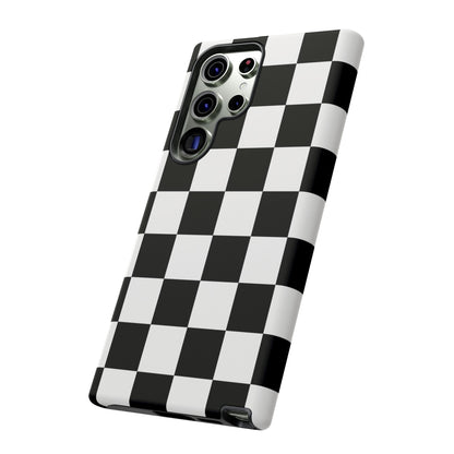 Black & White Checkerboard Phone Case – Classic Aesthetic Tough Protective Case for Iphone, Samsung Galaxy and Pixel