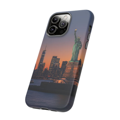 Statue of Liberty Sunset Phone Case – New York City Skyline Travel Aesthetic Tough Case
