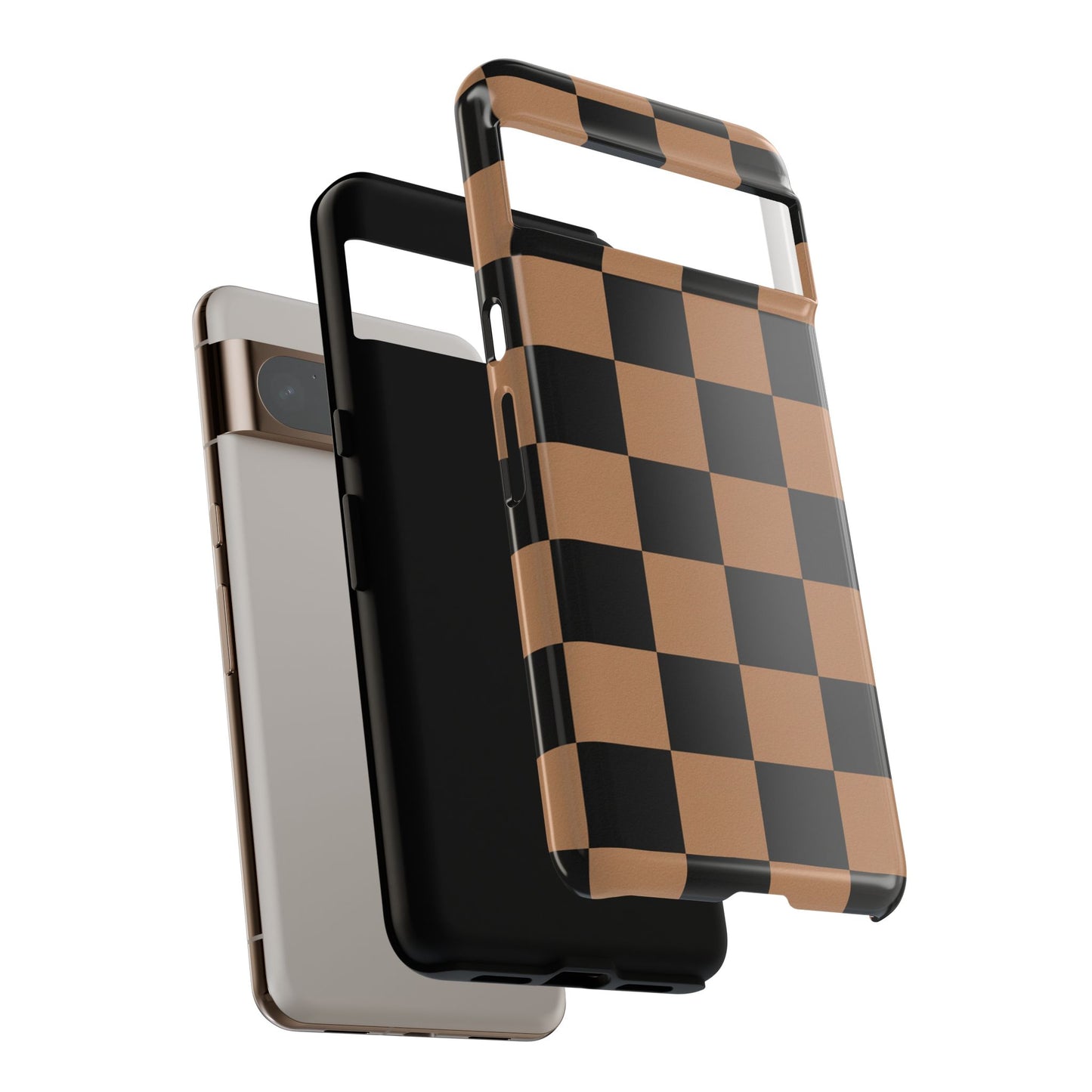 Brown Checkered Phone Case | Aesthetic Checkerboard iPhone & Samsung Tough Case