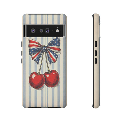 Patriotic Cherry Phone Case Americana Coquette Aesthetic iPhone Samsung