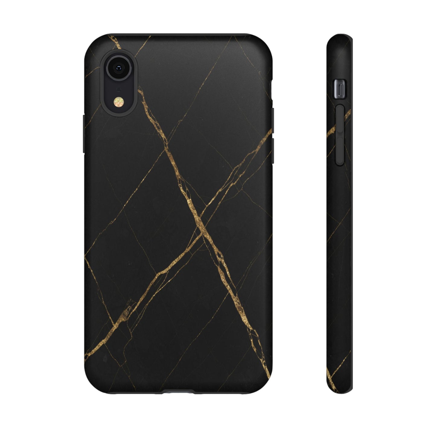 Black Marble Phone Case with Gold Veins | Minimal Luxury Tough Case