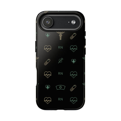 RN Nurse Phone Case – Minimal Medical Icon Pattern Healthcare Worker Tough Case