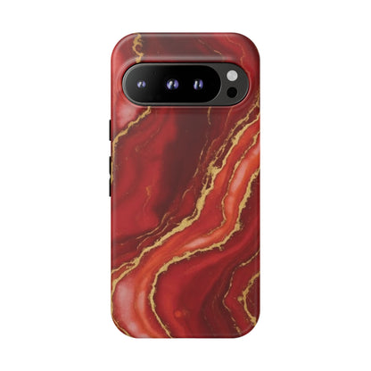 Red Agate Marble Phone Case – Gold Vein Luxury Stone Tough Case (iPhone, Samsung, Pixel)