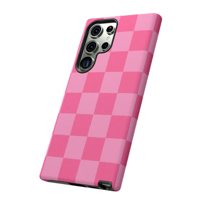 Pink Checkerboard Phone Case | Cute Aesthetic Checkered iPhone & Samsung Tough Case