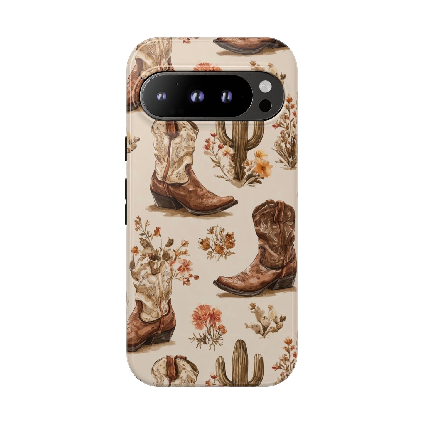 Cowboy Boots Western Phone Case Rustic Cowgirl Cactus Floral iPhone Samsung Pixel