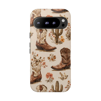 Cowboy Boots Western Phone Case Rustic Cowgirl Cactus Floral iPhone Samsung Pixel