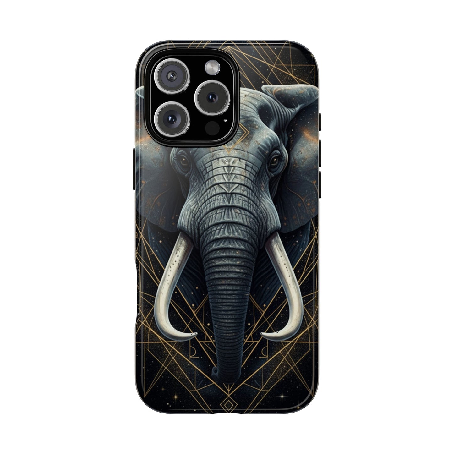 Elephant Mandala Phone Case – Black and Gold Spiritual Elephant Tough Protective Case