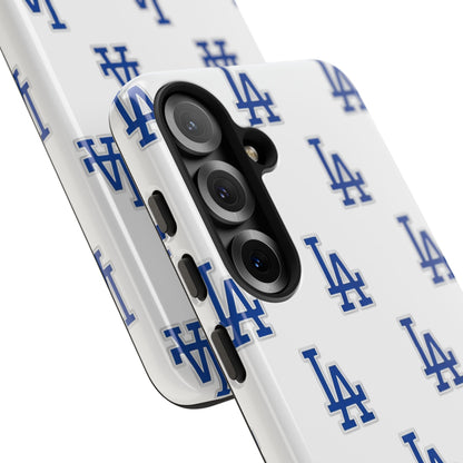 Blue LA Monogram Pattern Phone Case | Minimal Baseball Inspired Tough Cover