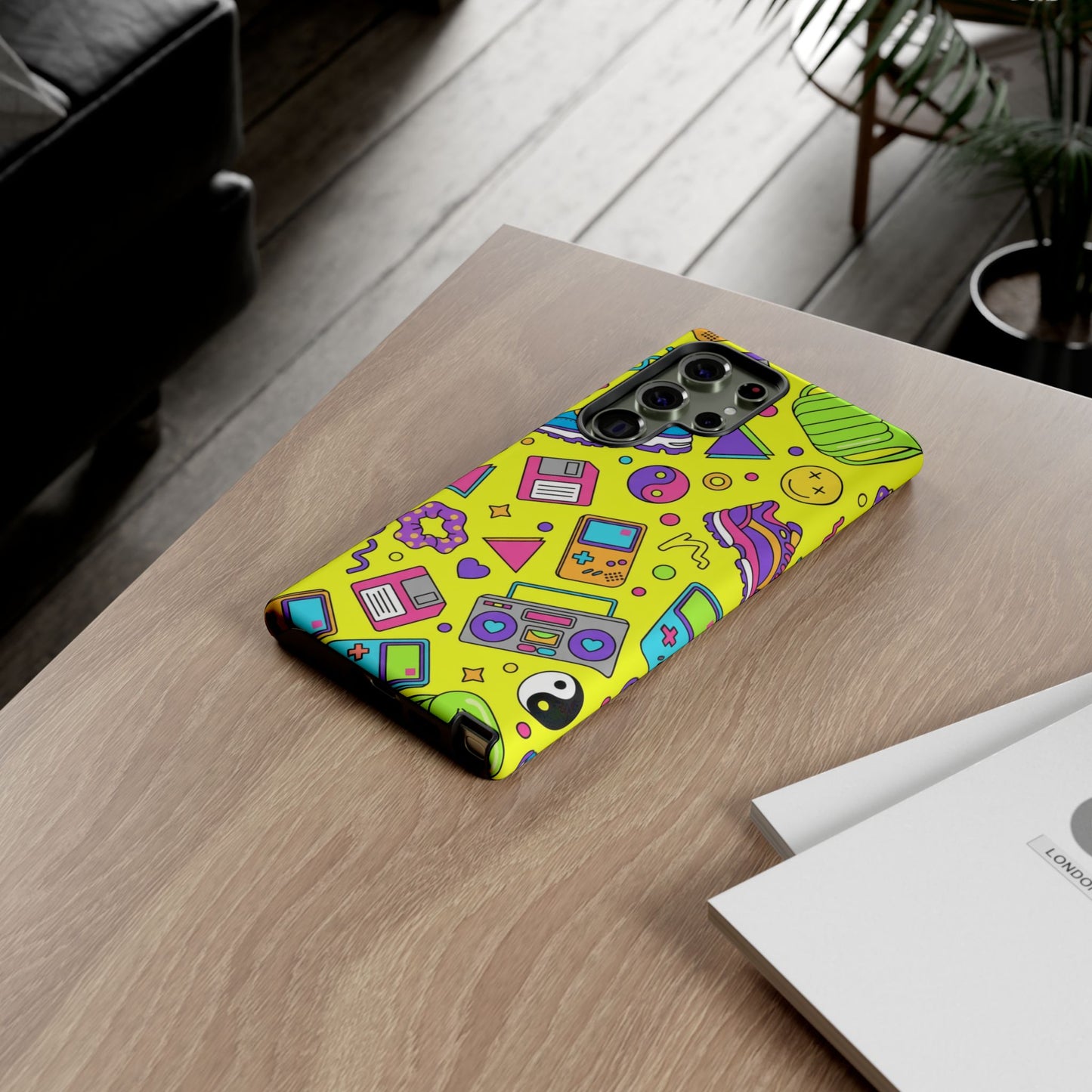 90s Retro Neon Phone Case – Y2K Nostalgia Colorful Icons Tough Protective Case