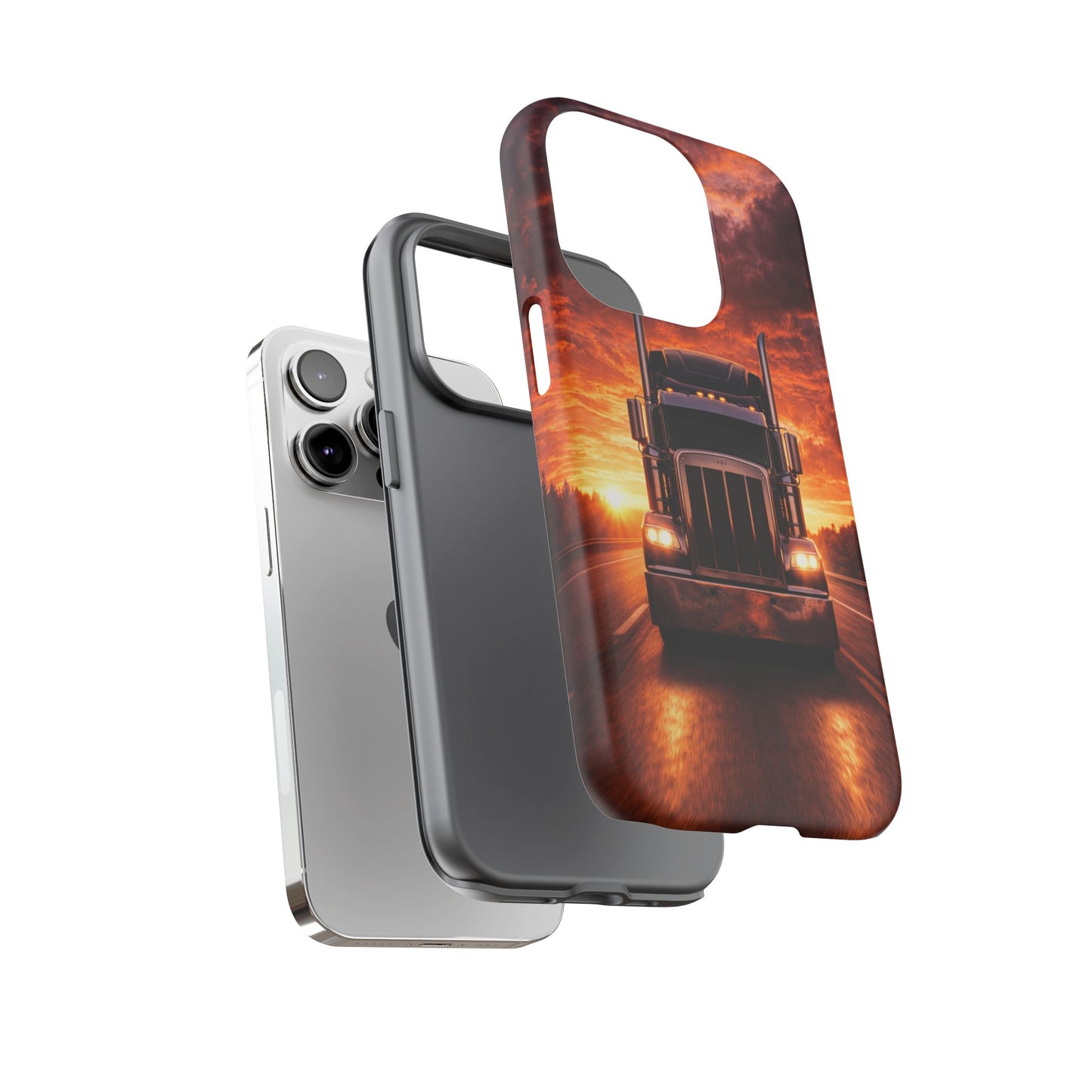 Big Rig Truck Phone Case Sunset Highway Semi Truck iPhone Samsung Cover