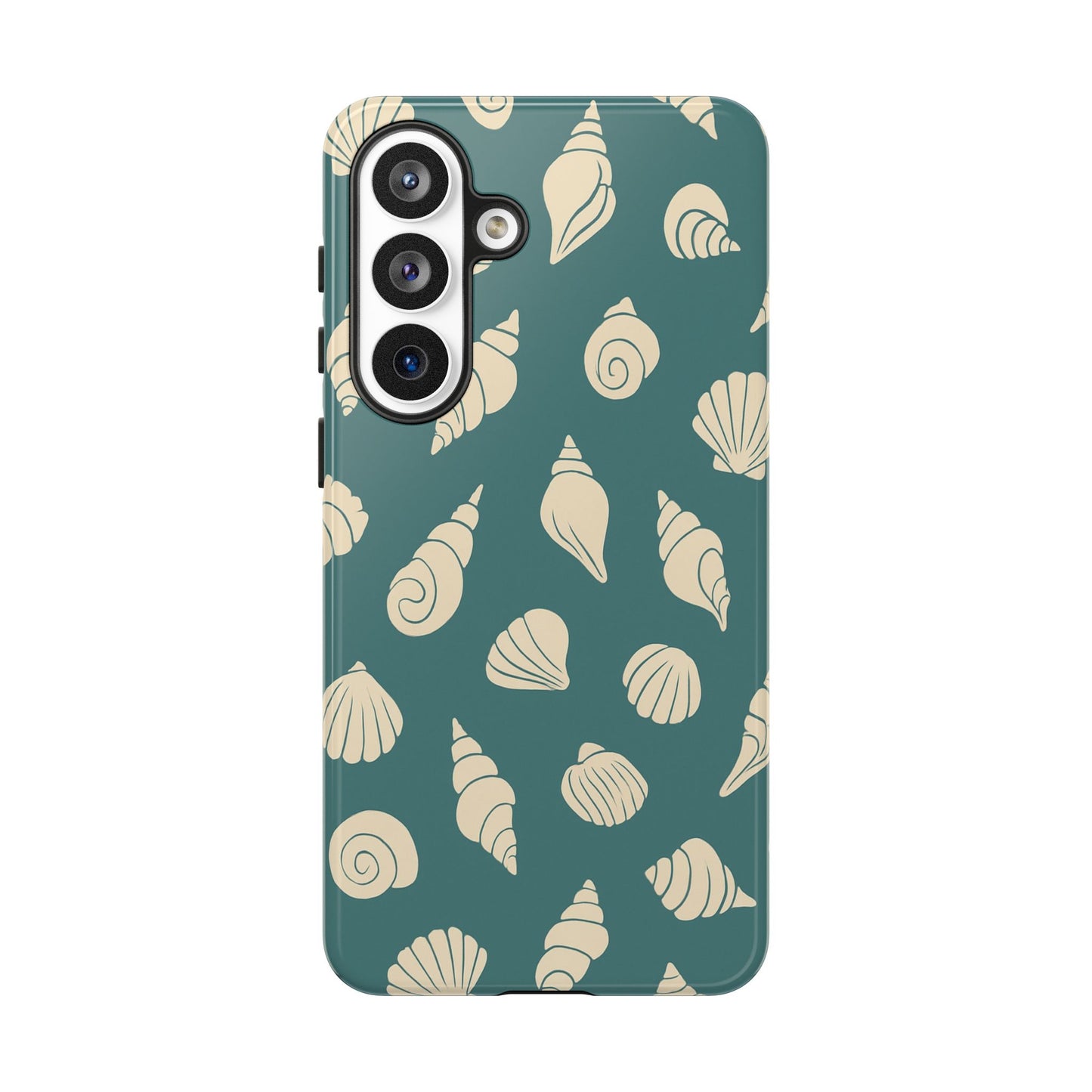 Seashell Pattern Phone Case | Teal Coastal Shells Tough Case for Iphone, Samsung Galaxy and Pixel