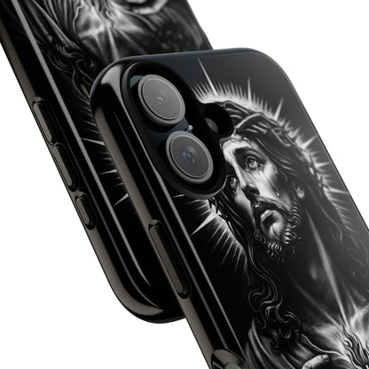 Jesus Sacred Heart Phone Case Black White Christian Faith Aesthetic