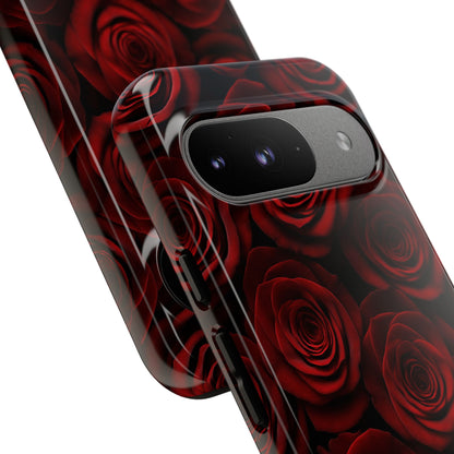 Dark Red Rose Phone Case – Gothic Floral Tough Case (iPhone, Samsung, Pixel)