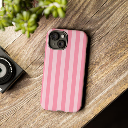 Pink Stripe Phone Case – Pastel Coquette Aesthetic Tough Protective Case
