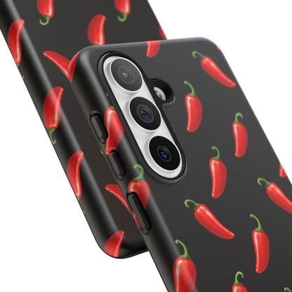 Spicy Chili Pepper Phone Case – Black Cute Hot Pepper Tough Cover for Iphone, Samsung Galaxy and Pixel