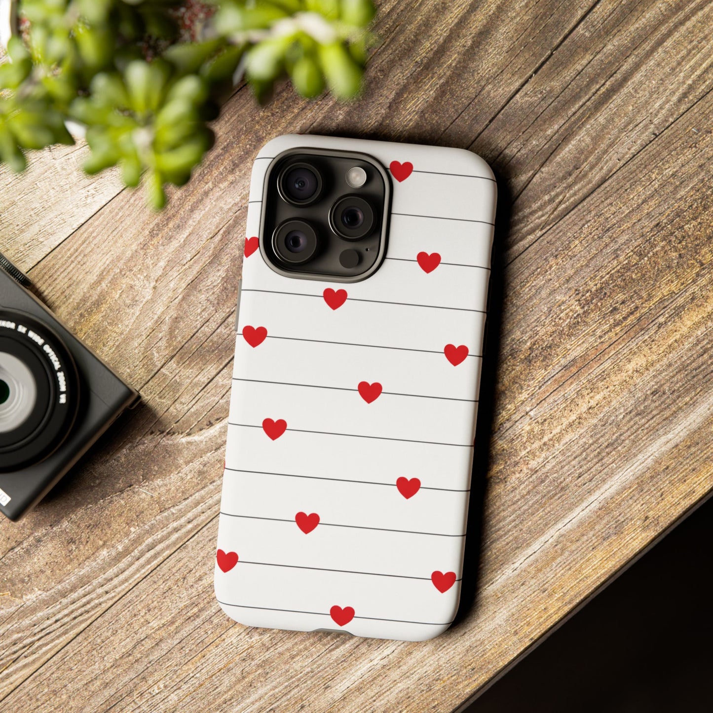 Red Heart Stripe iPhone Case | Tough Shockproof Love Aesthetic Cover