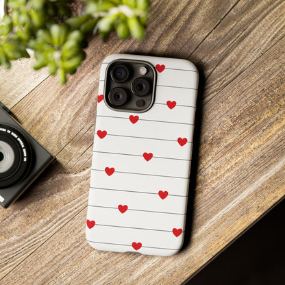 Red Heart Stripe iPhone Case | Tough Shockproof Love Aesthetic Cover