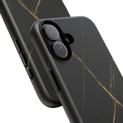 Black Marble Phone Case with Gold Veins | Minimal Luxury Tough Case