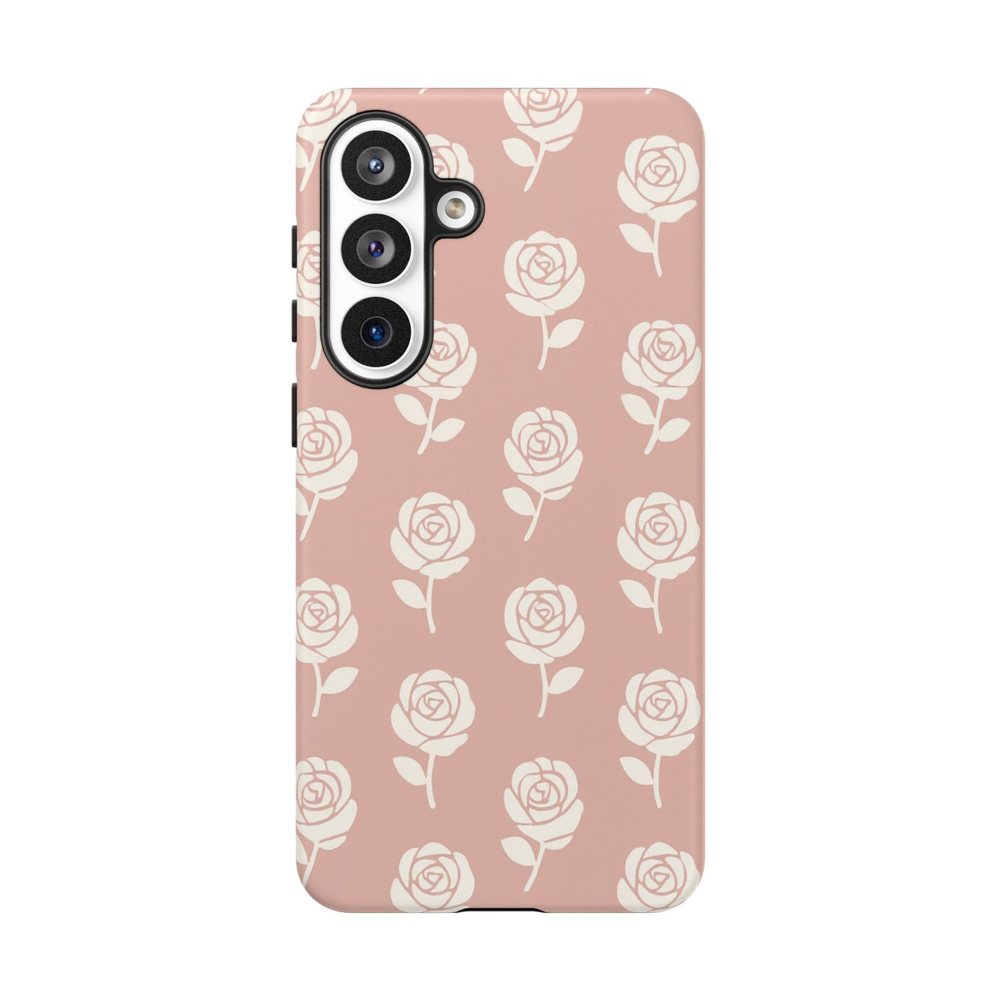 White Rose Pattern Tough Phone Case | Elegant Floral Aesthetic Case for Iphone, Samsung Galaxy and Pixel