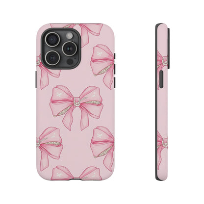 Pink Bow Pattern Phone Case | Coquette Aesthetic Tough Protective Case