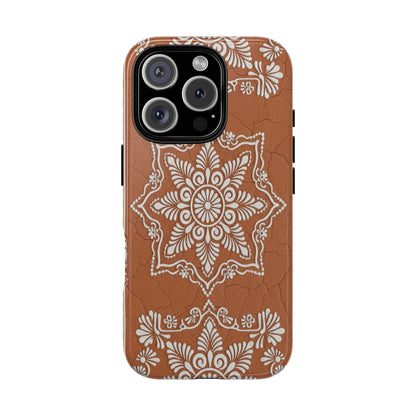 Talavera Terracotta Phone Case | Mexican Floral Pattern iPhone & Samsung Tough Case | Boho Clay Aesthetic Cover