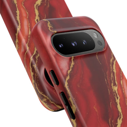 Red Agate Marble Phone Case with Gold Veins – Luxury Tough iPhone & Samsung Case