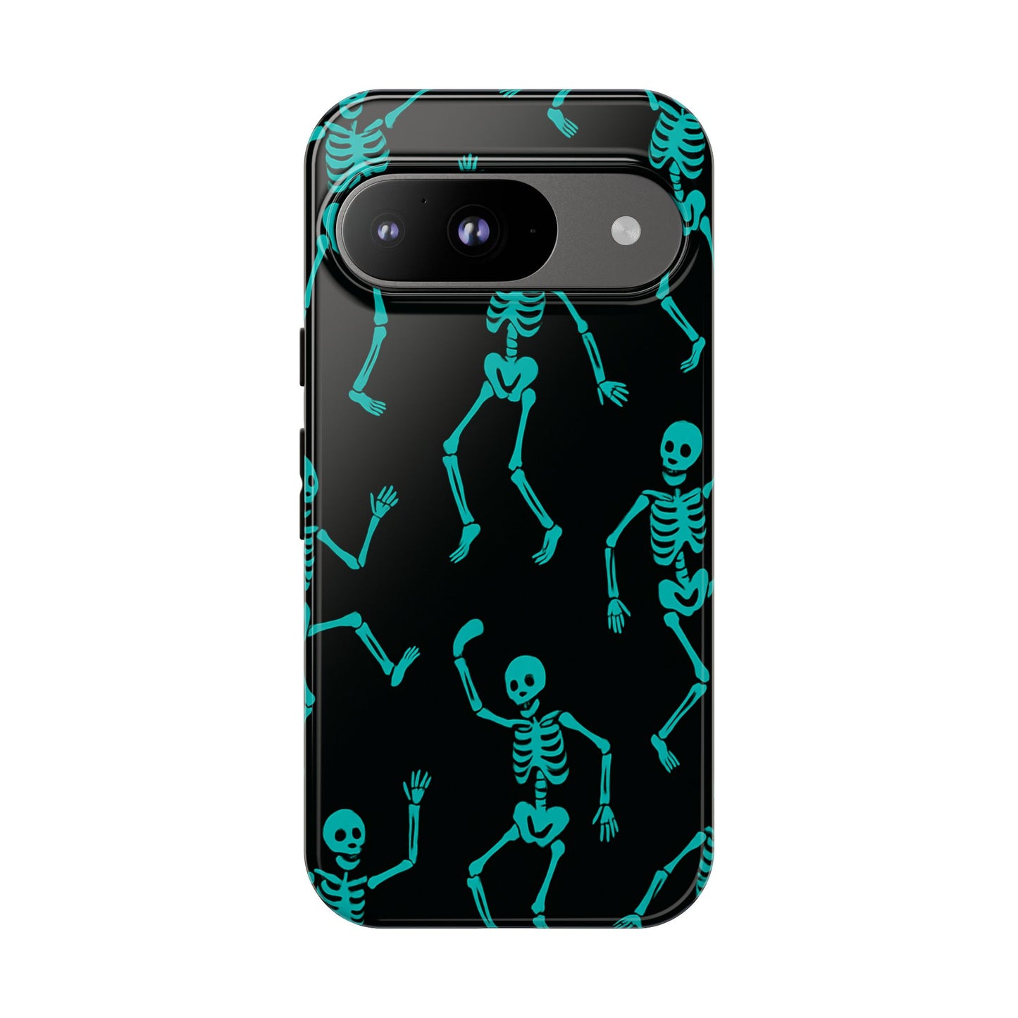 Dancing Teal Skeletons Phone Case | Tough Protective Case for Iphone, Samsung Galaxy and Pixel