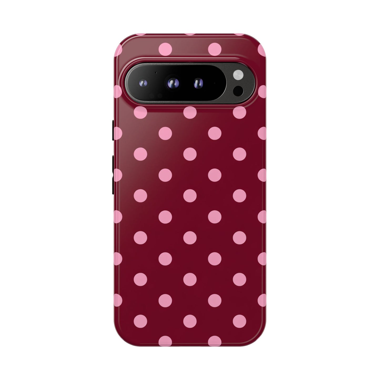 Pink Polka Dot Phone Case – Cute Aesthetic Tough Protective Phone Cover for Iphone, Samsung Galaxy and Pixel
