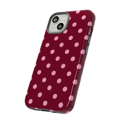 Pink Polka Dot Phone Case – Cute Aesthetic Tough Protective Phone Cover for Iphone, Samsung Galaxy and Pixel