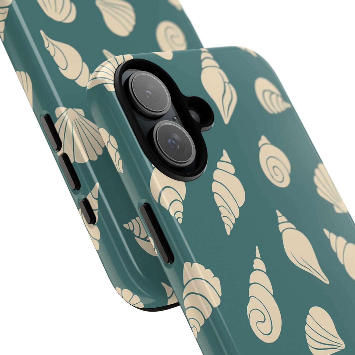 Seashell Pattern Phone Case | Teal Coastal Shells Tough Case for Iphone, Samsung Galaxy and Pixel