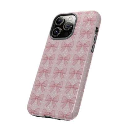 Pink Bow Pattern Phone Case – Soft Coquette Aesthetic Tough Case