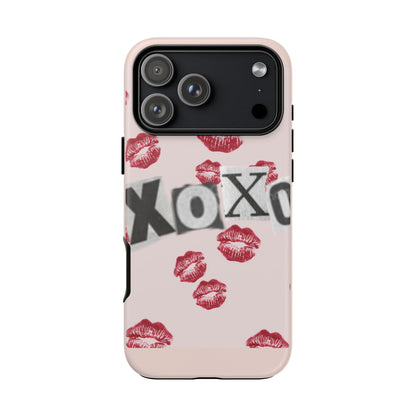 XOXO Kiss Print Phone Case | Coquette Valentine Aesthetic | Cute Pink Lipstick Kiss Tough Case for iPhone & Samsung