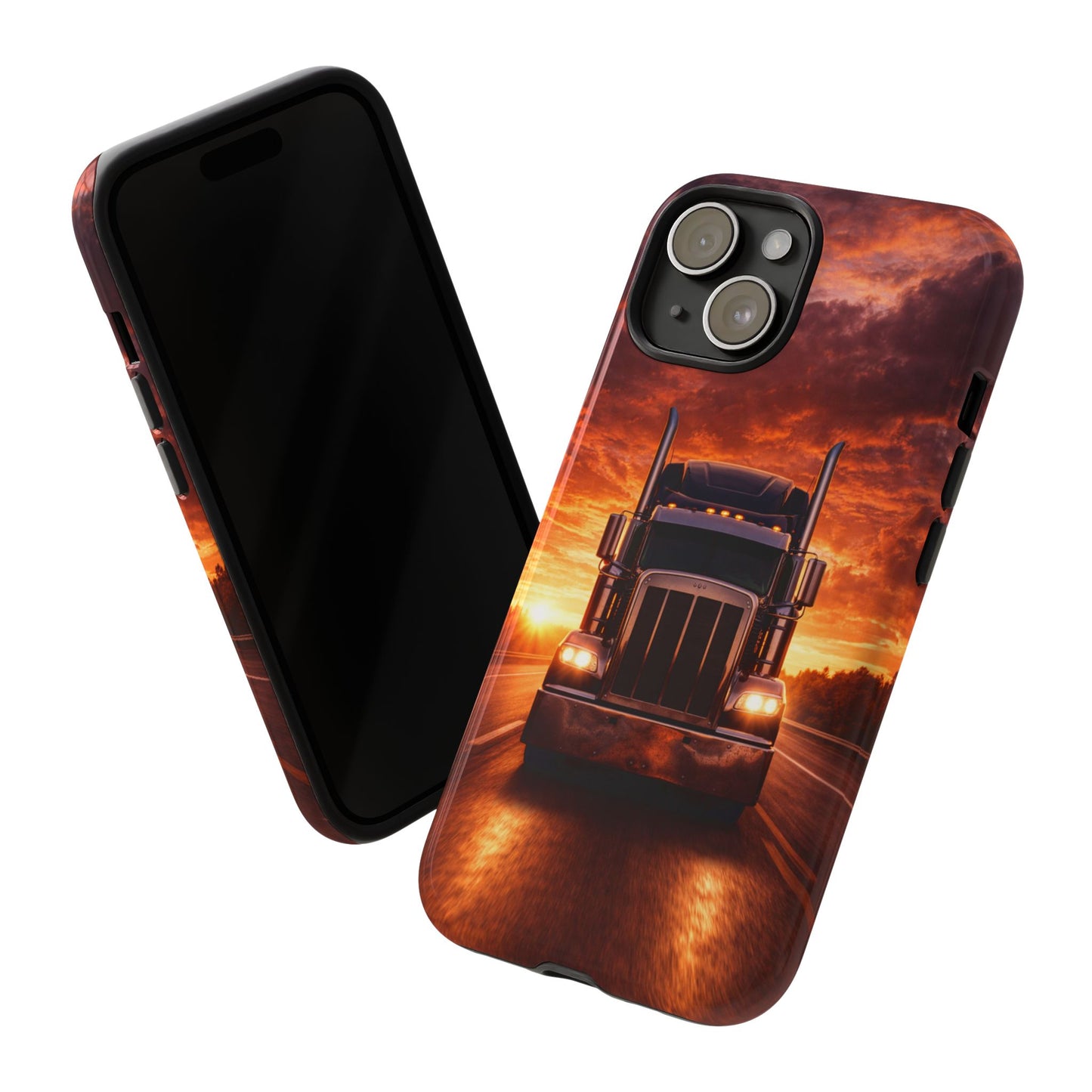Big Rig Truck Phone Case Sunset Highway Semi Truck iPhone Samsung Cover