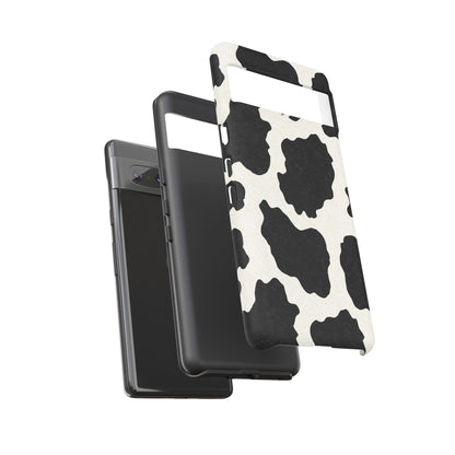Black & White Cow Print Phone Case | Western Aesthetic iPhone & Samsung Tough Case