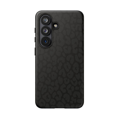 Black Leopard Phone Case | Black on Black Leopard Print Tough iPhone & Samsung Case | Matte or Glossy Protective Cover