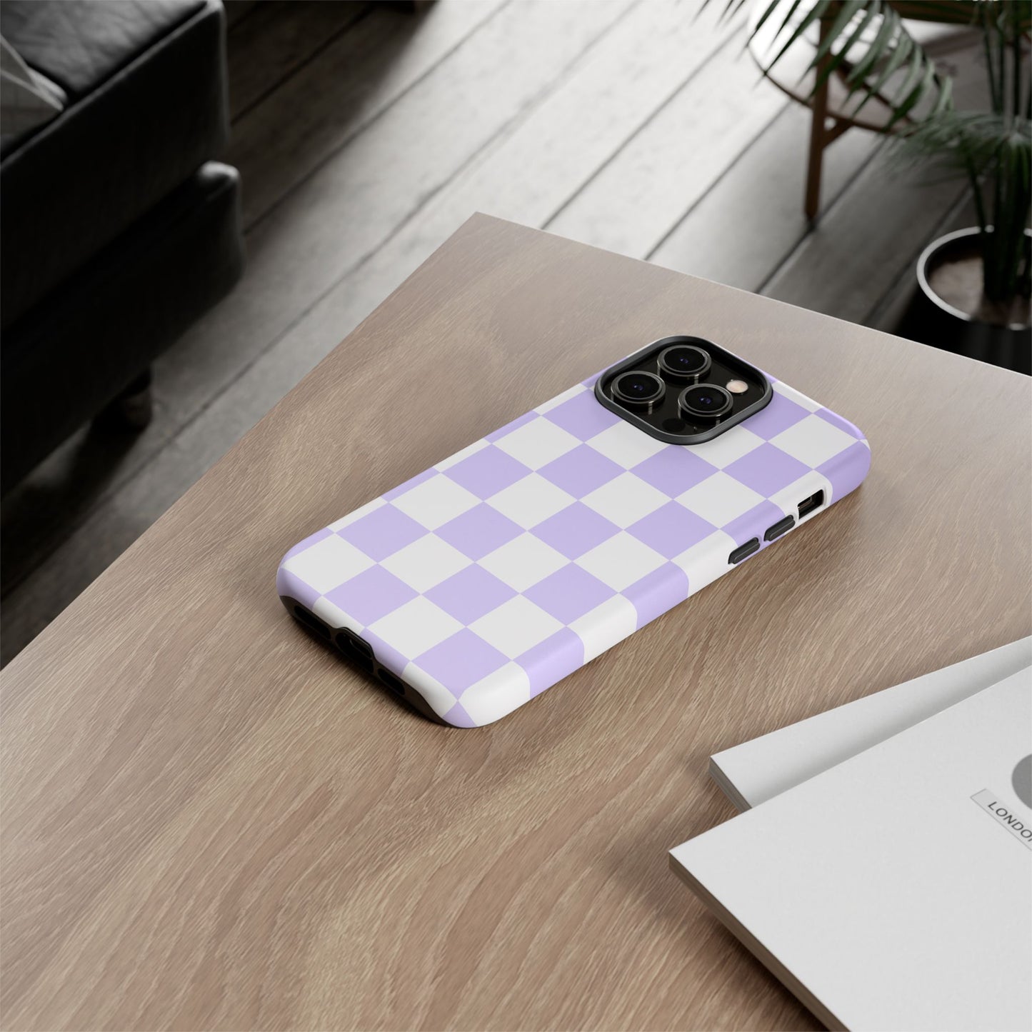 Lavender Checkerboard Phone Case | Pastel Aesthetic Tough Case