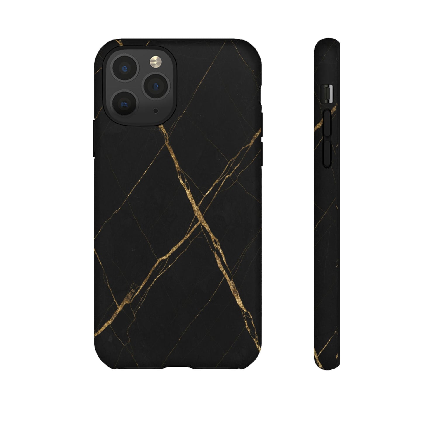 Black Marble Phone Case with Gold Veins | Minimal Luxury Tough Case