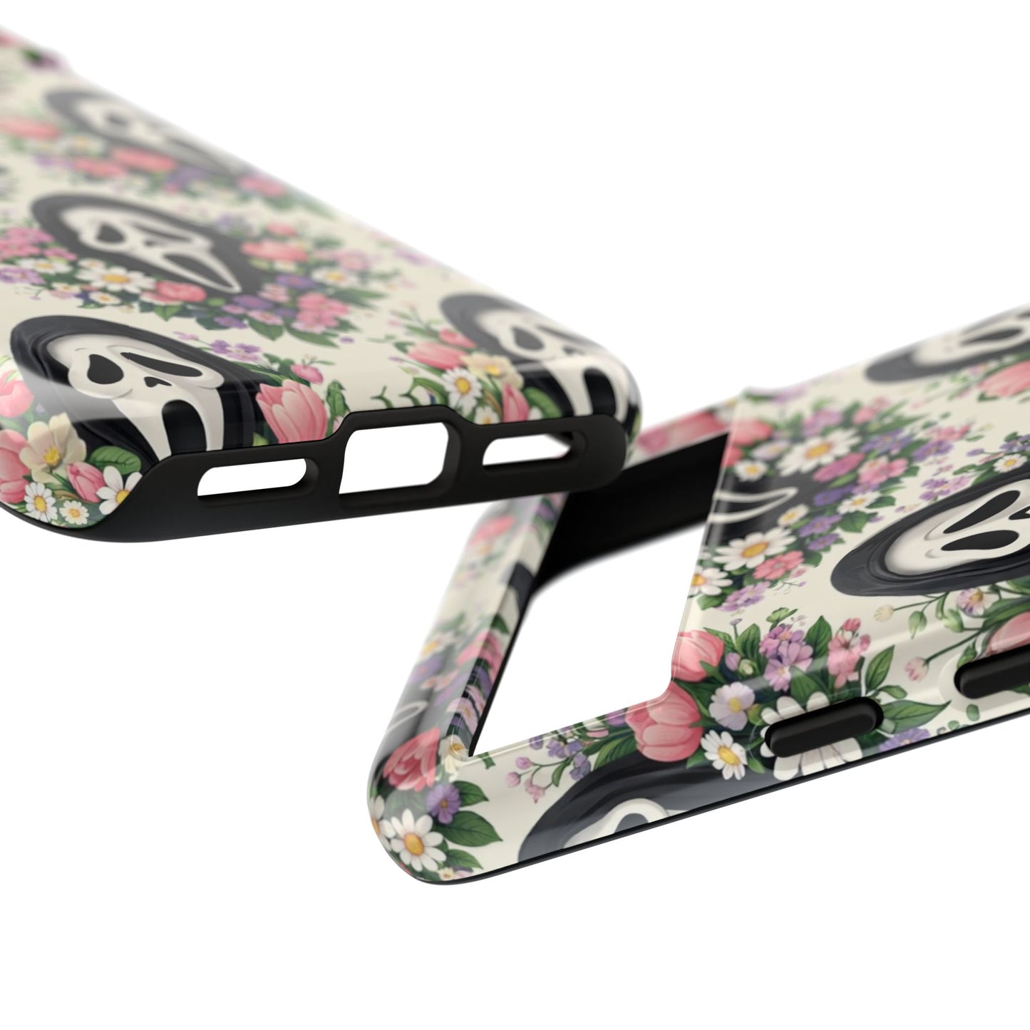 Floral Ghost Face Aesthetic Phone Case – Cute Spooky Tough Cover