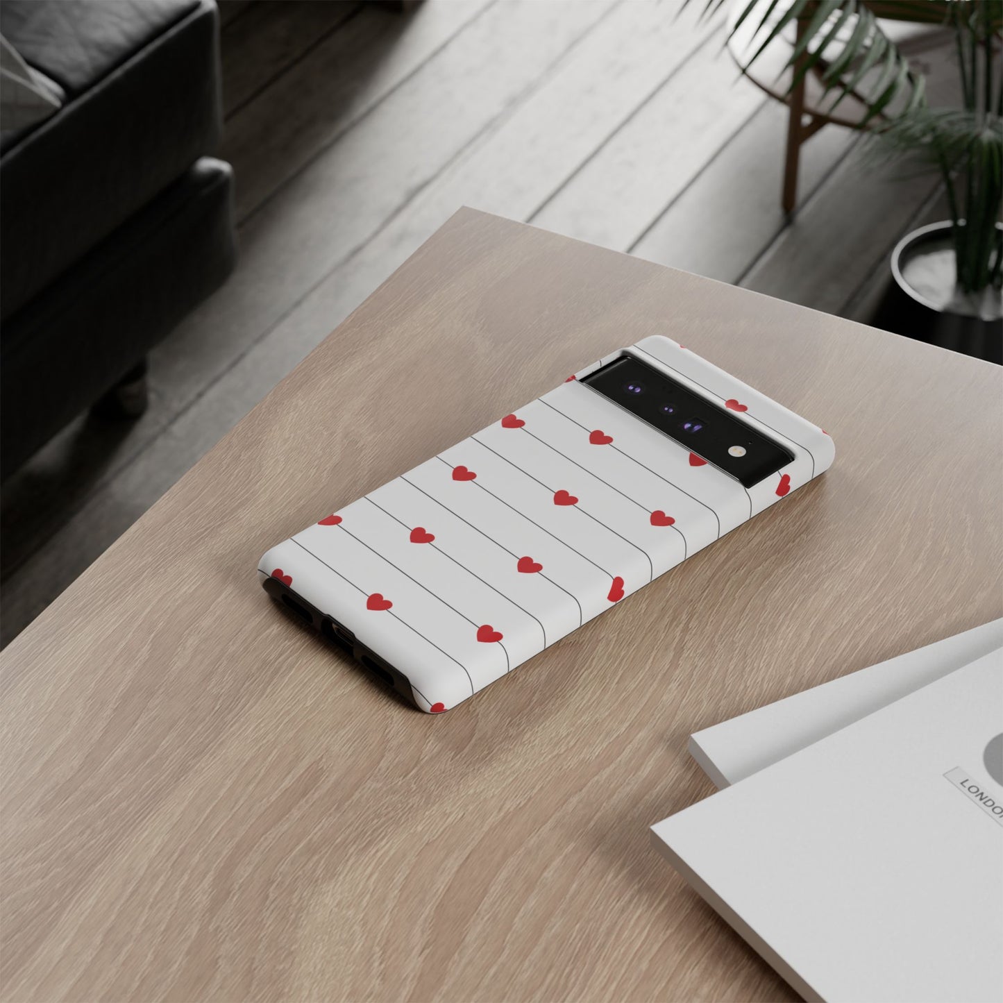 Red Heart Stripe iPhone Case | Tough Shockproof Love Aesthetic Cover