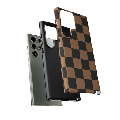 Brown Checkerboard Phone Case | Aesthetic Tough Protective Case