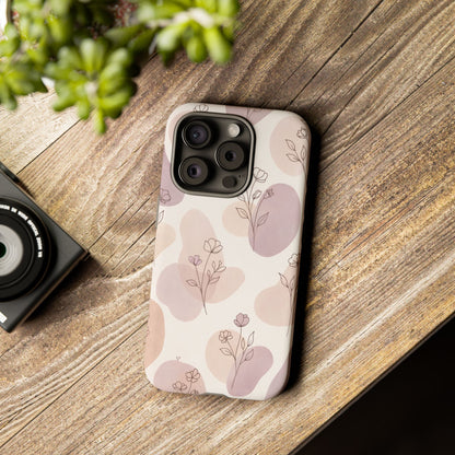 Blush Floral Phone Case Neutral Botanical Watercolor Tough Cover