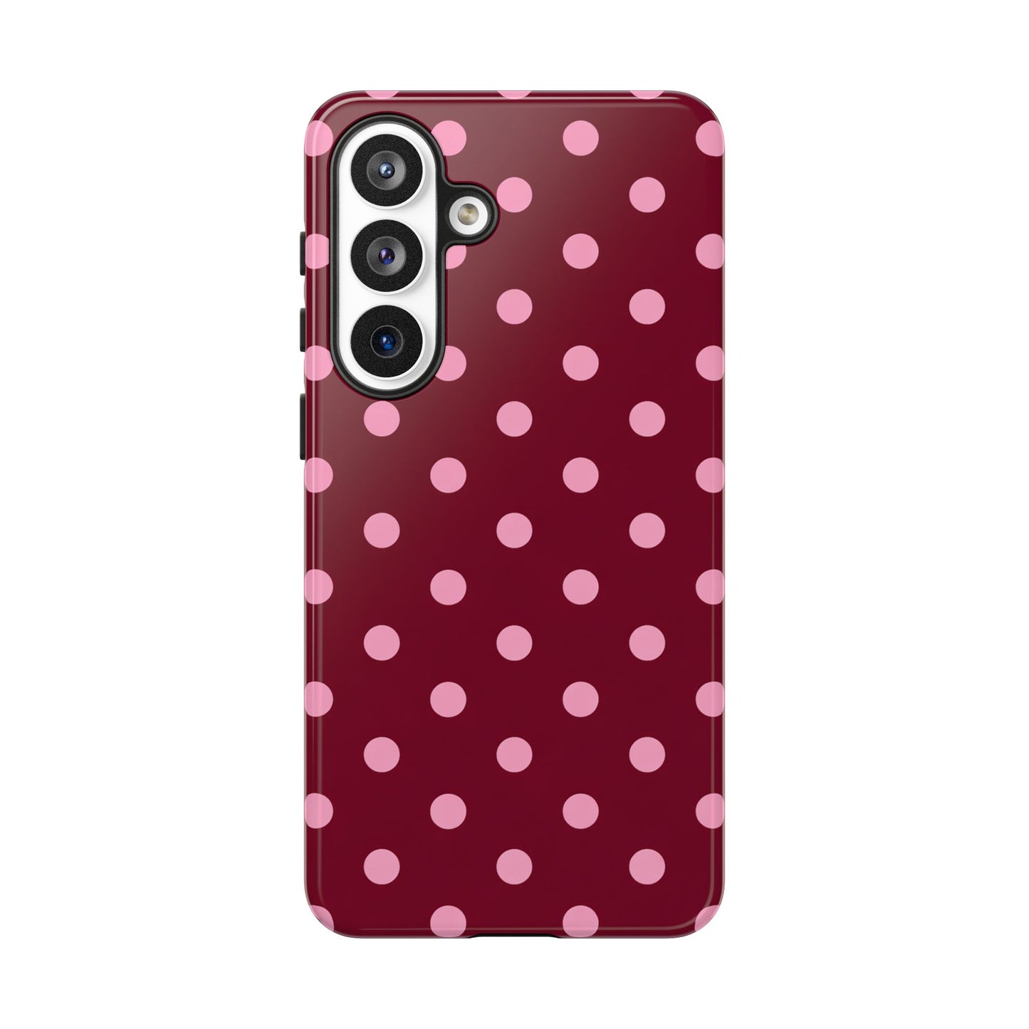 Pink Polka Dot Phone Case – Cute Aesthetic Tough Protective Phone Cover for Iphone, Samsung Galaxy and Pixel