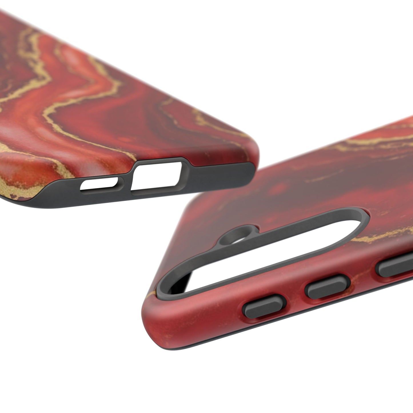 Red Agate Marble Phone Case with Gold Veins – Luxury Tough iPhone & Samsung Case