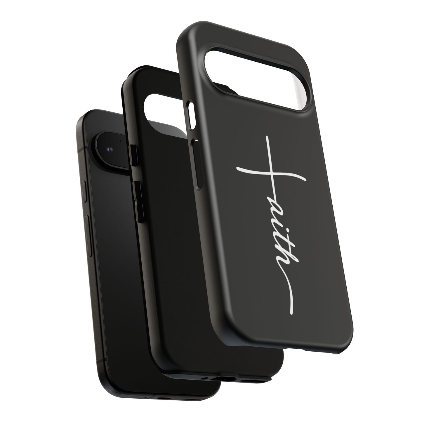 Faith Cross Phone Case, Christian Aesthetic Minimalist Black Matte Case, Religious Gift iPhone Samsung Cover