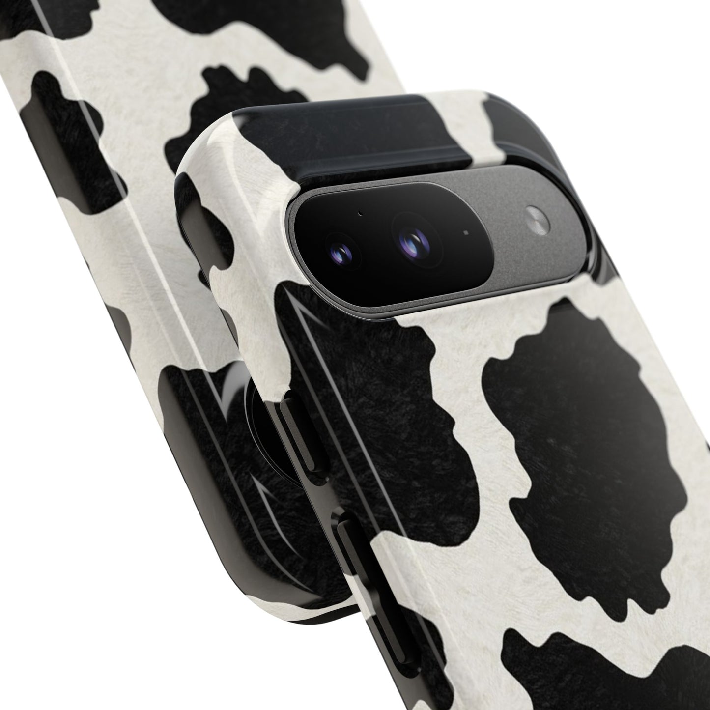 Black & White Cow Print Phone Case | Western Aesthetic iPhone & Samsung Tough Case