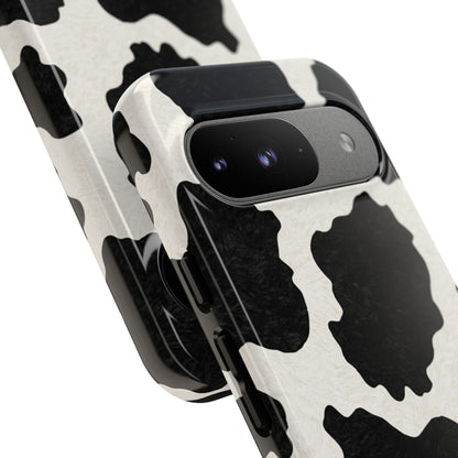 Black & White Cow Print Phone Case | Western Aesthetic iPhone & Samsung Tough Case